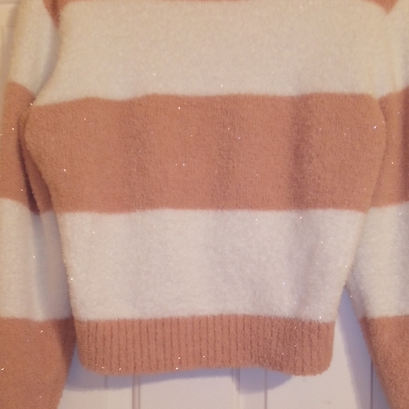Kidscore Pink & White Striped Fuzzy Pullover Sweater With Disney Cat Size Small - Picture 4 of 6